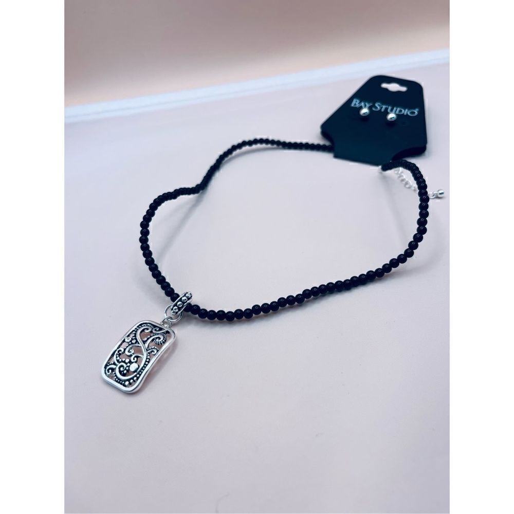 Bay Studio Women's Silver-Tone Paisley Necklace And Earring Set NWT